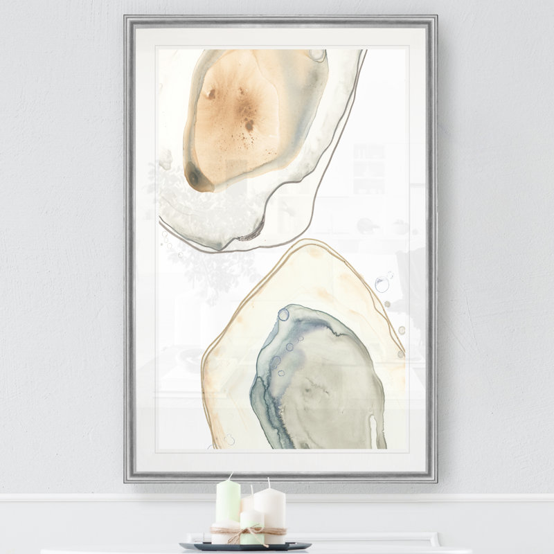 «Ocean Oysters III», reproduction sur toile, H 22,5 po x l 30,5 po, Impression encadrée, Argent argent