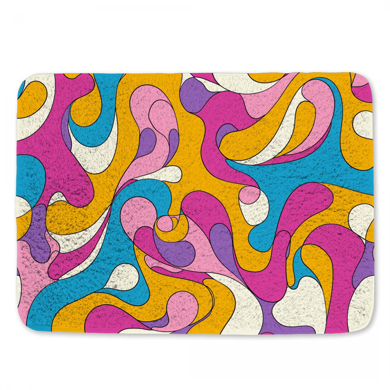 Tapis de bain abstrait à tourbillons, décoration de salle de bain artistique éclectique, L 24 po x l 17 po