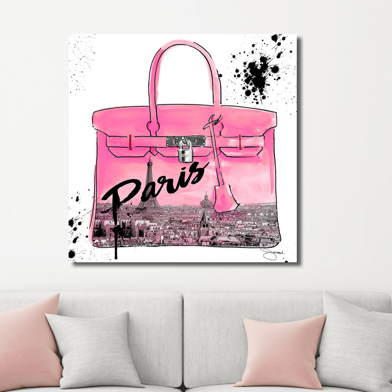 «Pink Paris», reproduction d'impression encadrée, H 18 po x l 18 po x P 1 po, Toile tendue