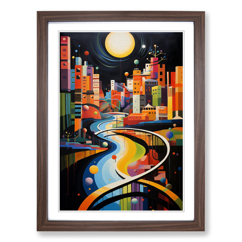 River Constructivism Framed Print, Walnut, 46cm H x 34cm W x 2cm D