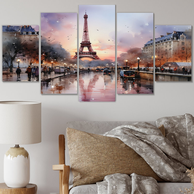 Pink Twilight Rendezvous In Paris III Buildings & Architecture Wall Decor on Metal