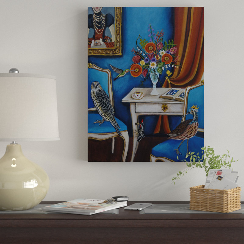«Bird House Floral» par Catherine A Nolin - reproduction d'art sur toile tendue, H 19 po x l 14 po x P 2 po