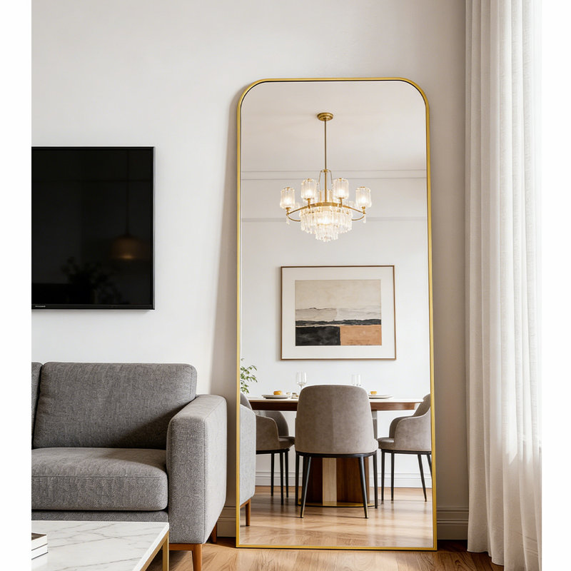 Full Length Mirror, Mirror Full Length With Stand, Floor Mirror With Aluminum Alloy Frame For Bedroom Living Room Entryway Vanity Room