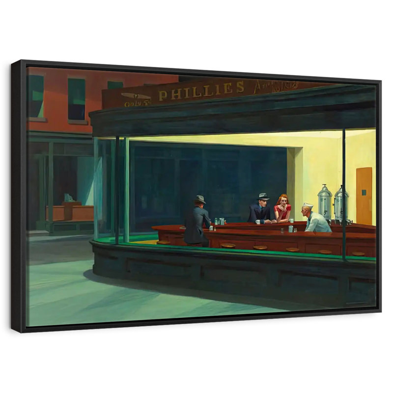 Nighthawks, Cadre flottant noir, 37 po x 25 po