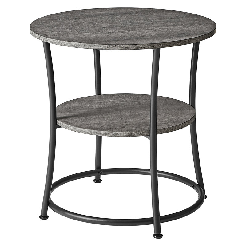 Table de bout avec rangement Rolande, Gris brumeux / noir encre