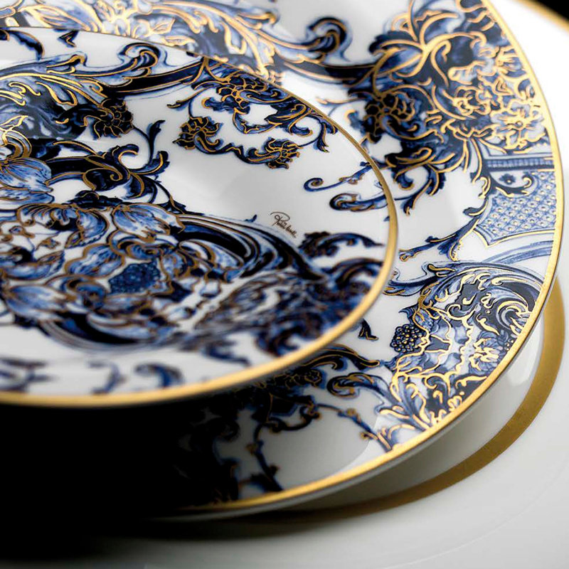 Tea Cup & Saucer AZULEJOS Set of 2 in Luxury Box diam. 3.3in, H 2.3in, cap. 7.5 oz, Saucer diam. 6in