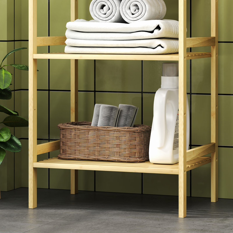 Bamboo Freestanding Bathroom Shelves, Natural Wood