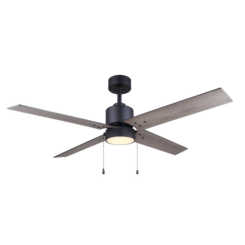 Ventilateur de plafond standard à DEL à 4 pales de 52 po avec chaînette et ensemble d'éclairage inclus Gudella