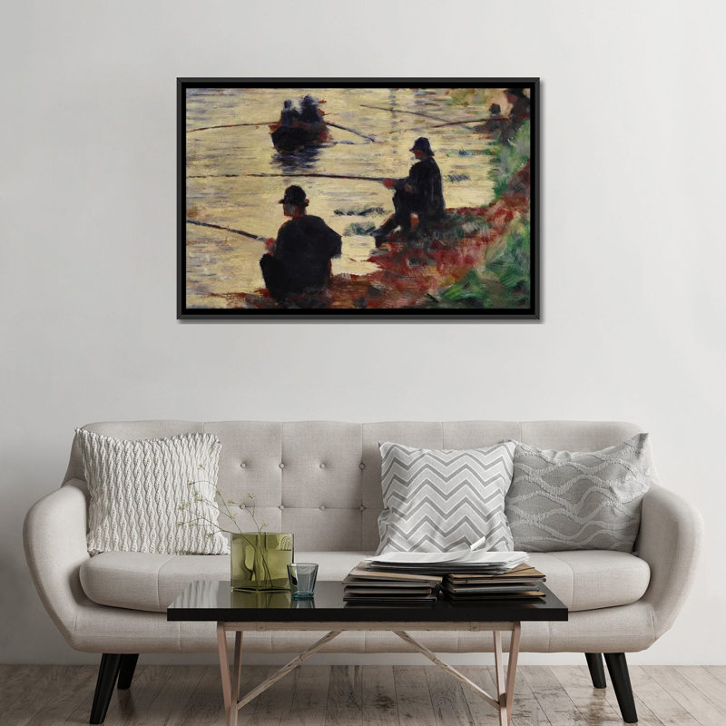 "angleers" par georges seurat, reproduction d’art sur toile, H 40 po x l 60 po x P 1,5 po, Toile avec cadre noir