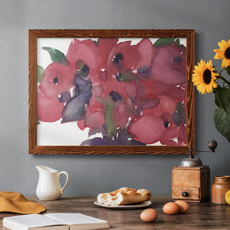 Floral I, impression sur toile encadrée, Cadre érable, H 26 po x l 38 po x P 1,5 po