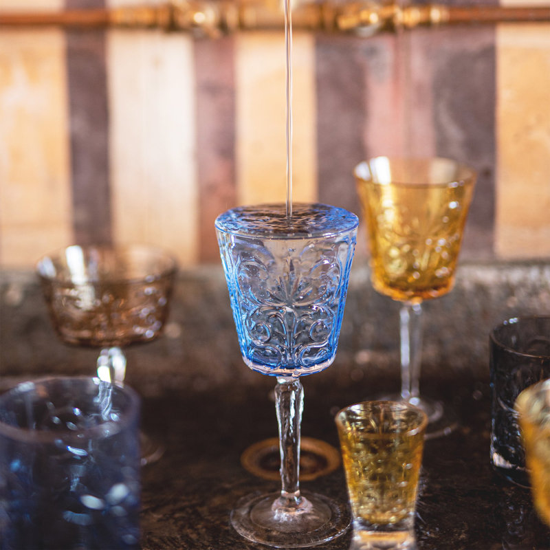 Barocco Handmade Wine Glass, Cobalt