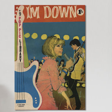 « i is down », affiche rétro sur toile, H 18 po x l 12 po x P 1,5 po