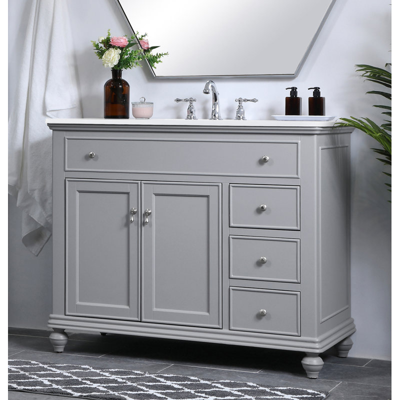 Ensemble de meuble-lavabo simple 42 po Otto, gris, Blanc ivoire