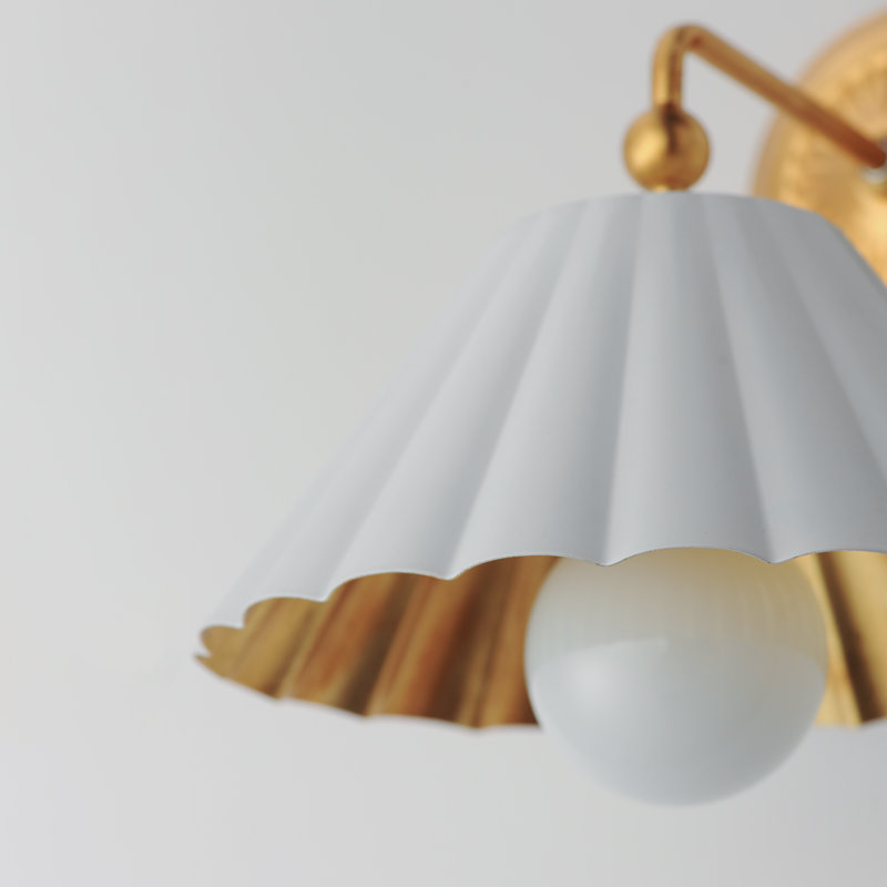 Granduca Steel Armed Sconce, Matte White/Gold Leaf