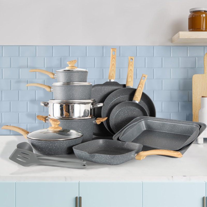 Persas 17 - Piece Aluminum Cookware Set, Grey