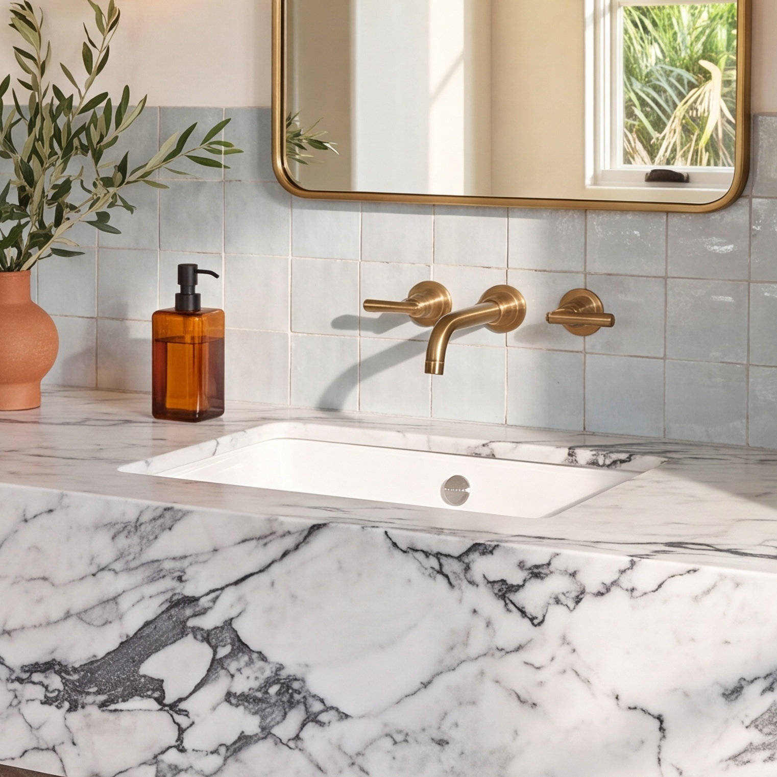 Dual-Mount Metal Bathroom Sink, White