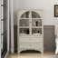 Armoire de rangement moderne moderne avec portes arquées en verre et tablette réglable-1189949831