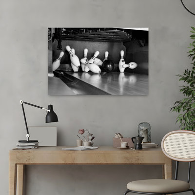 1960S Close-Up Of Bowling Ball Hitting Pins Classic Retro Vintage Art