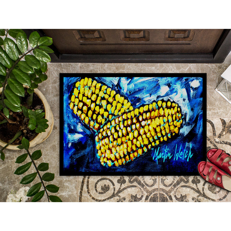 Colorful Corn Print Rubber Outdoor Entryway Doormat