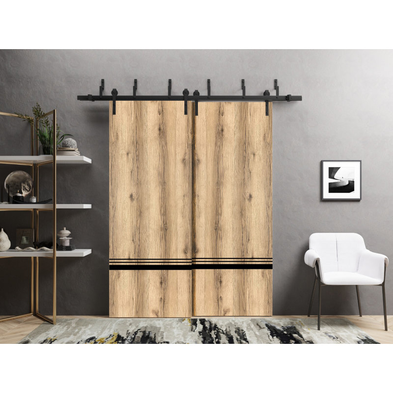 Porte de grange en bois massif massif, 48 po x 80 po, Chêne