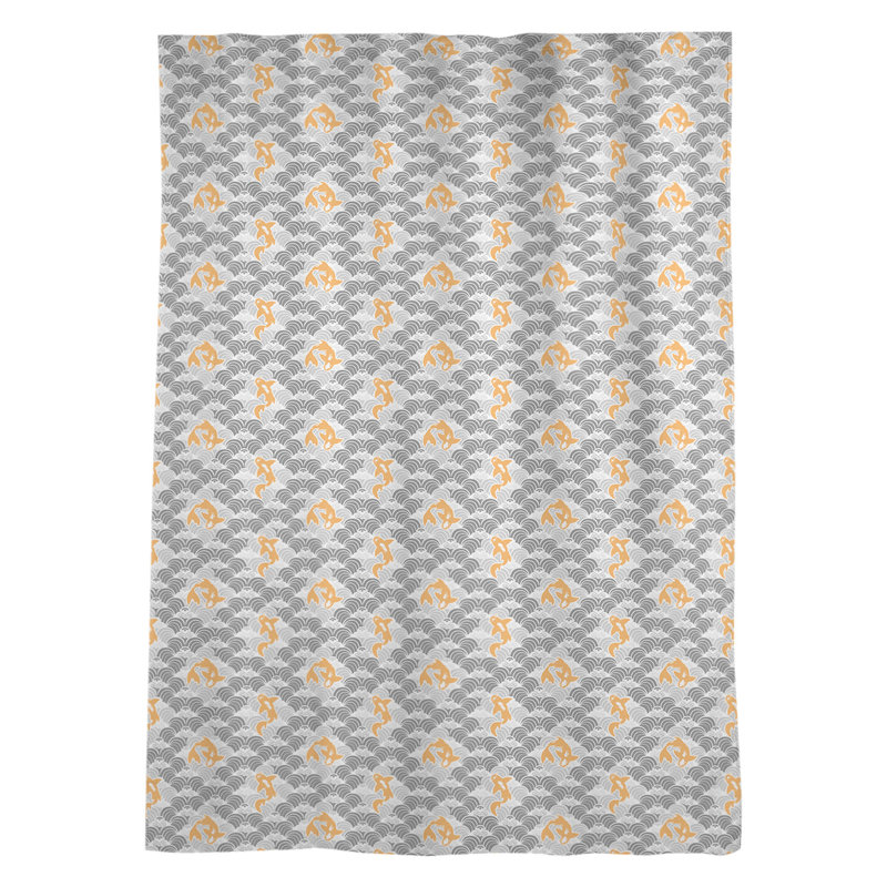 Panneau de rideau simple avec passe-tringle koi fish ondulations Asturias, gris