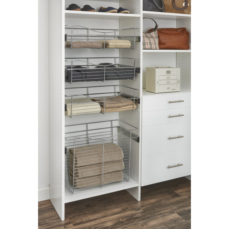 Panier de garde-robe l 24 po pour systèmes de garde-robe personnalisés, Chrome, H 7 po x l 24 po x P 12 po