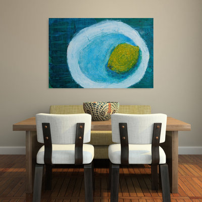 «Lemon In Blue Bowl», impression abstraite, fruit contemporain, océan, impression murale