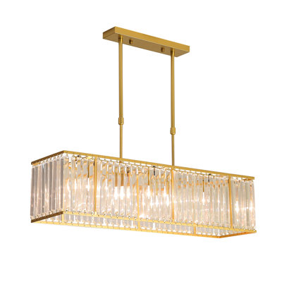 Îlot de cuisine rectangulaire en cristal 4 lumières