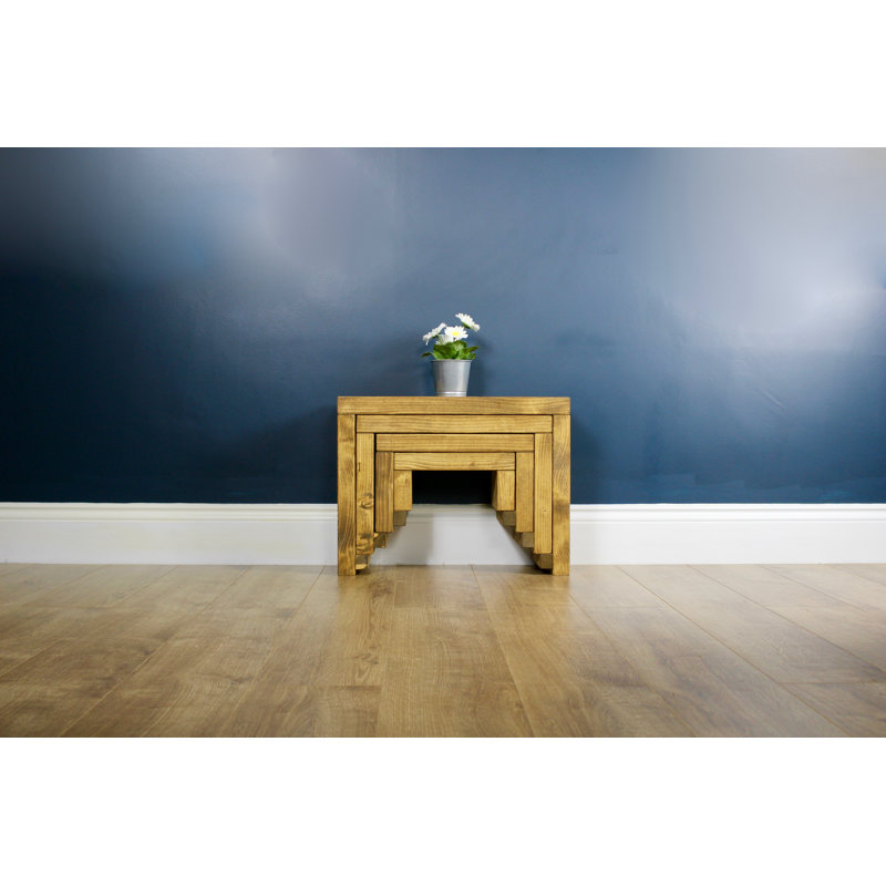Donovan Solid Wood Sled Nesting Tables, Dark Oak