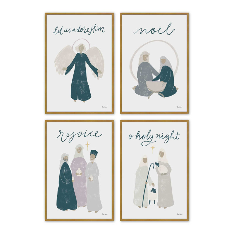 Heaven's Glow set of 4 Art Prints, Polished Gold, 24" x 18"