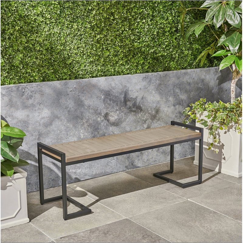 Banc industriel en bois et métal Hopkins, Gris