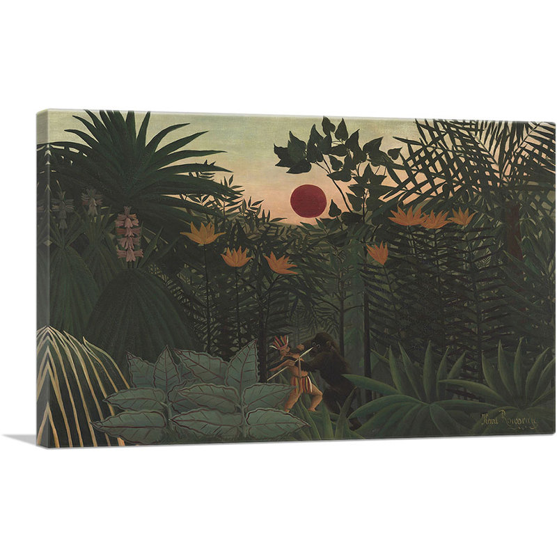 «Exotic Landscape Fight Entre Gorilla and Indian 1910» par Henri Rousseau, reproduction d'art sur toile tendue