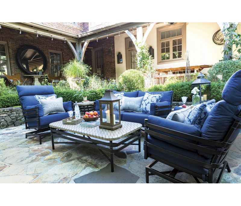 Lancaster Outdoor Ottoman, Cast Ash Sunbrella® Plainweave