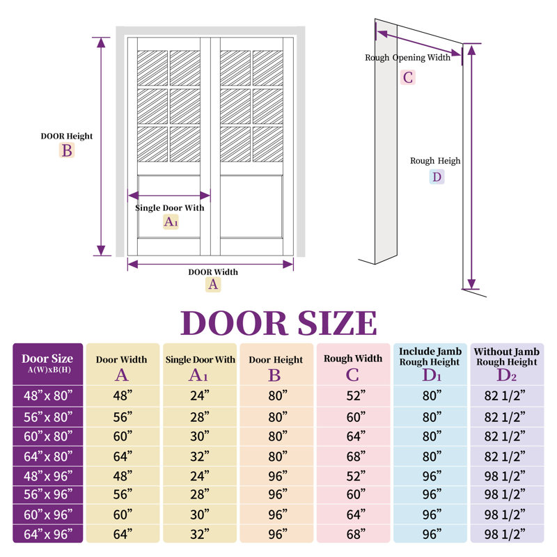 Portes intérieures doubles en verre massif de 48 po x 48 po H 48 po x 80 po, 48 po x 80 po
