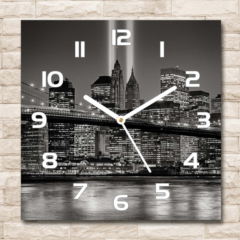 Glass Wall Clock, White/Black/Grey
