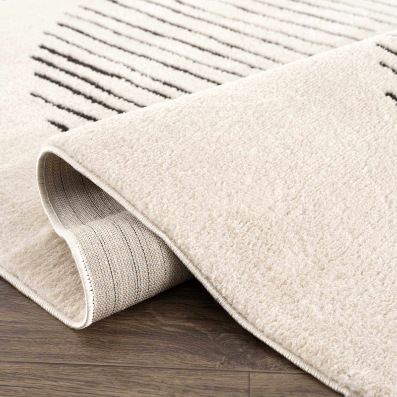 Tapis beige en polyester tissé à la machine Jaileah, Rectangle 8 pi 10 po x 12 pi