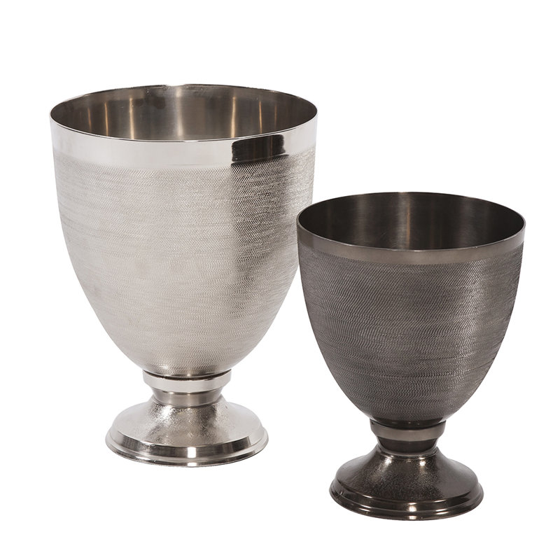 Vase de table en verre Lipton, Argent, H 11 po x l 8 po x P 8 po