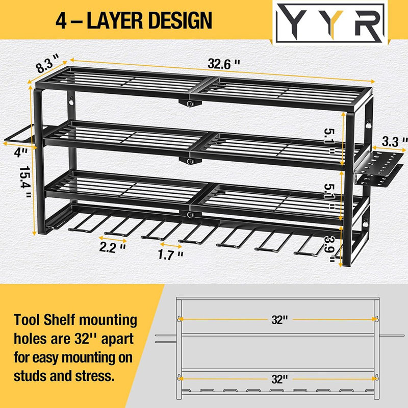 Support mural pour outils électriques 4 couches, perceuse sans fil