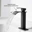 Robinet de lavabo de salle de bain à poignée simple en acier inoxydable noir mat avec bonde escamotable-135455236