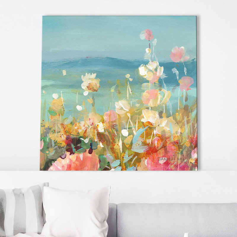 Coastal Dahlias Crop II - Peinture, L 18 po x H 18 po, Toile tendue