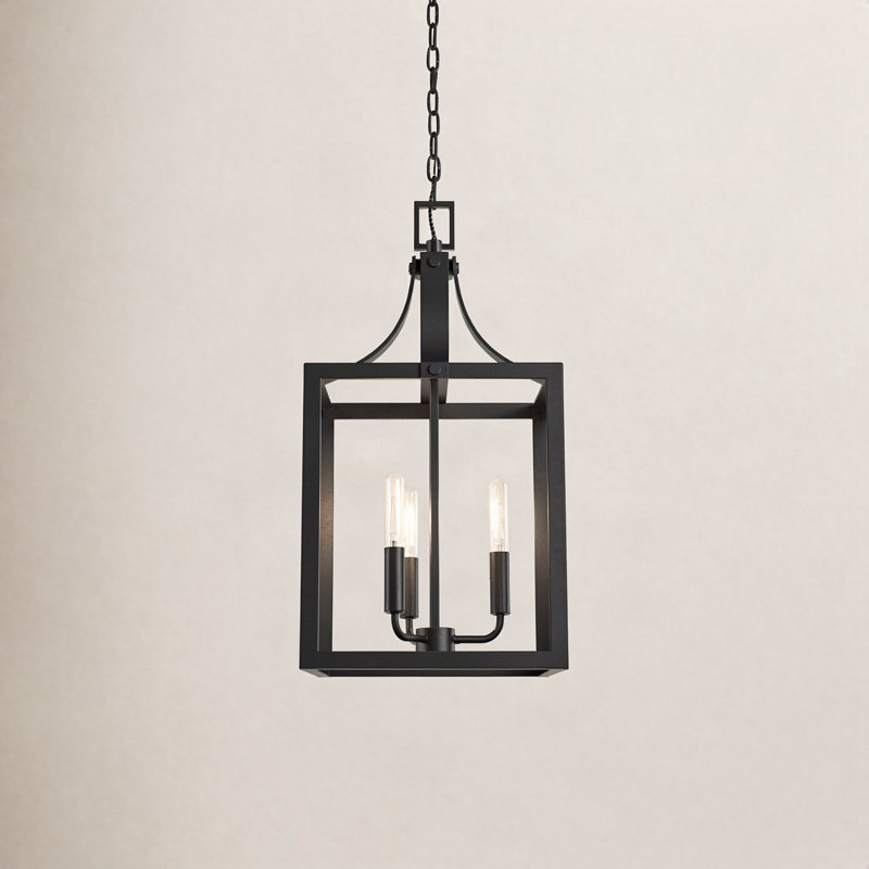Lustre géométrique à 3 lumières Carla, Noir, Non, H 19,75 po x l 10 po x p 10 po