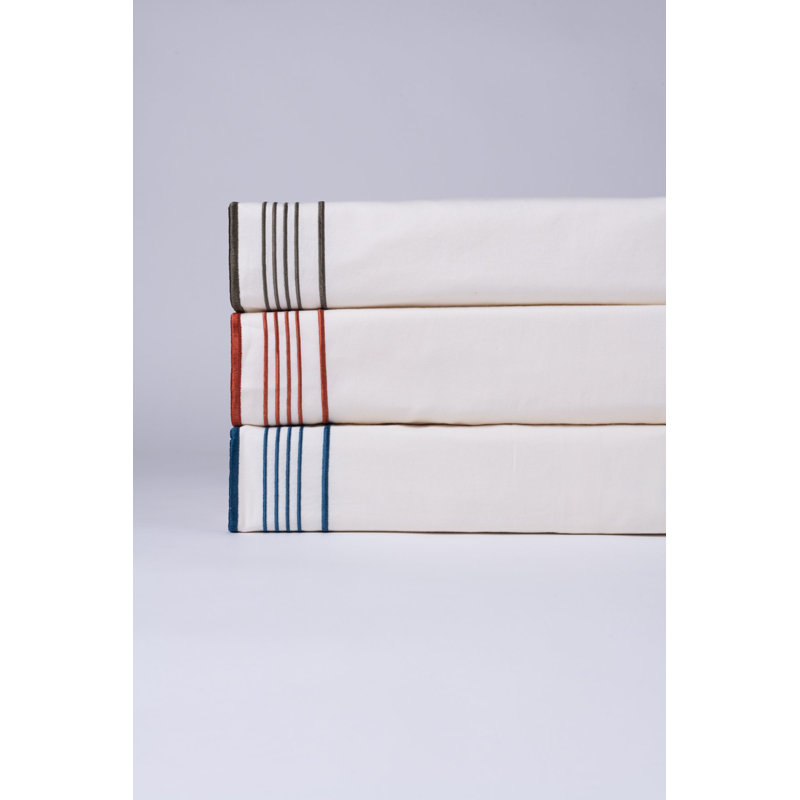 Erlea Cotton Duvet Cover - King, King Duvet Cover, White/Adriatic