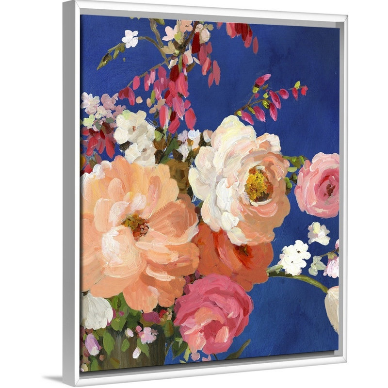 «Midnight Garden Flowers I» par Allison Pearce - reproduction d'art, Toile blanche encadrée, H 32 po x l 26 po x P 1,75 po