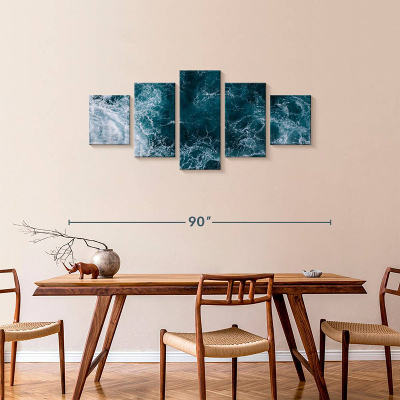 Gillard Blue Ocean Waves, H 34 po x l 74 po