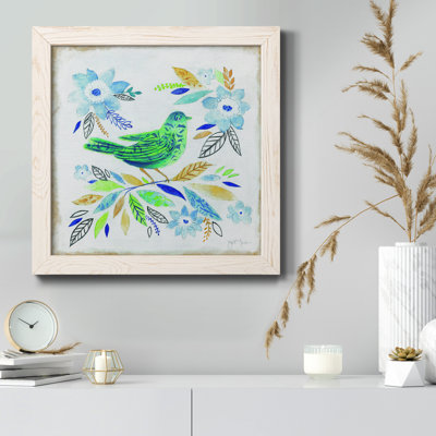 Oiseau Chanteur I - peinture sur toile encadrée