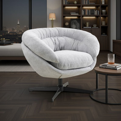 Fauteuil d'appoint pivotant de 33 po avec chenille et base en métal