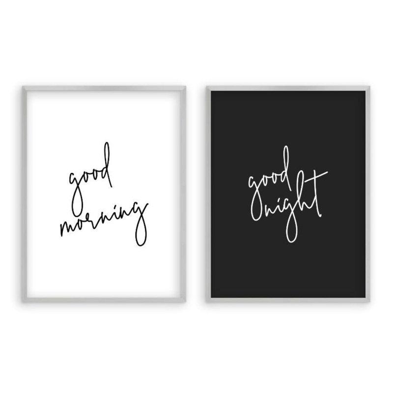 Good Morning Good Night - Print, Matt Silver Frame, 41 cm H x 31 cm W