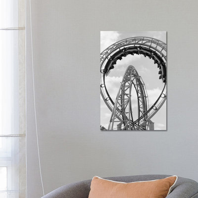 1970s Roller Coaster Amusement Park Ride 1 Piece Wrapped Canvas Wall Art