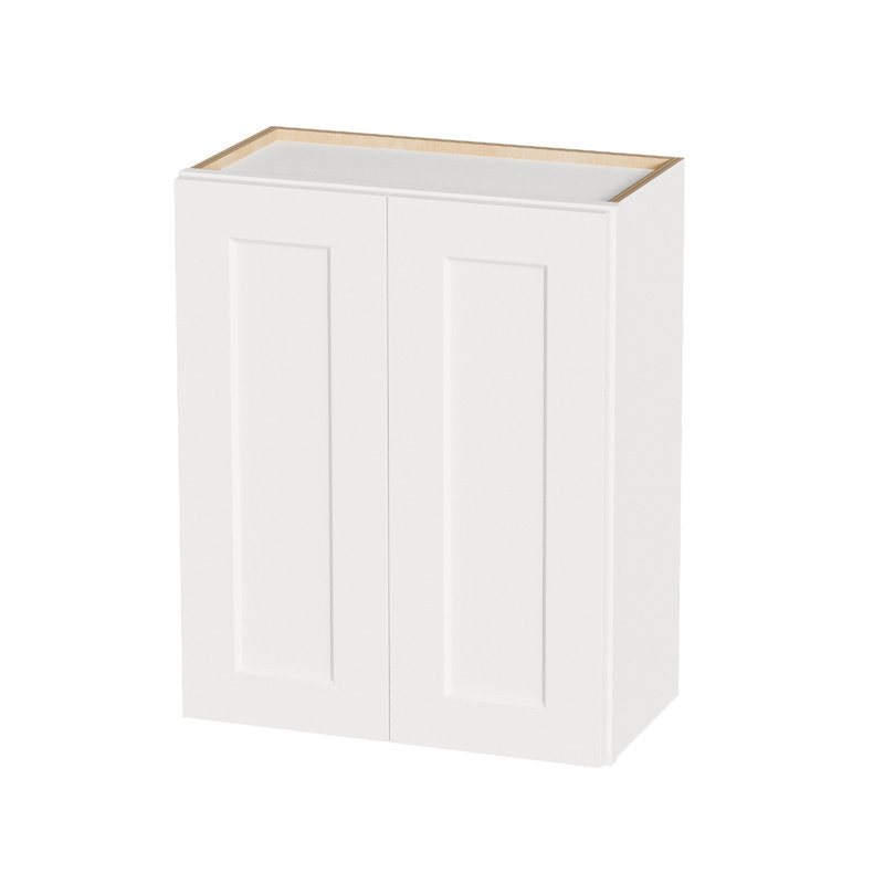 Armoire murale blanche de 24 po avec mécanisme de fermeture en douceur et tablettes réglables amovibles, idéale pour la cuisine. Assemblage de chambre à coucher.