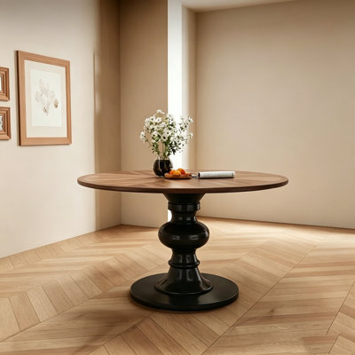 Table ronde rétro en noyer